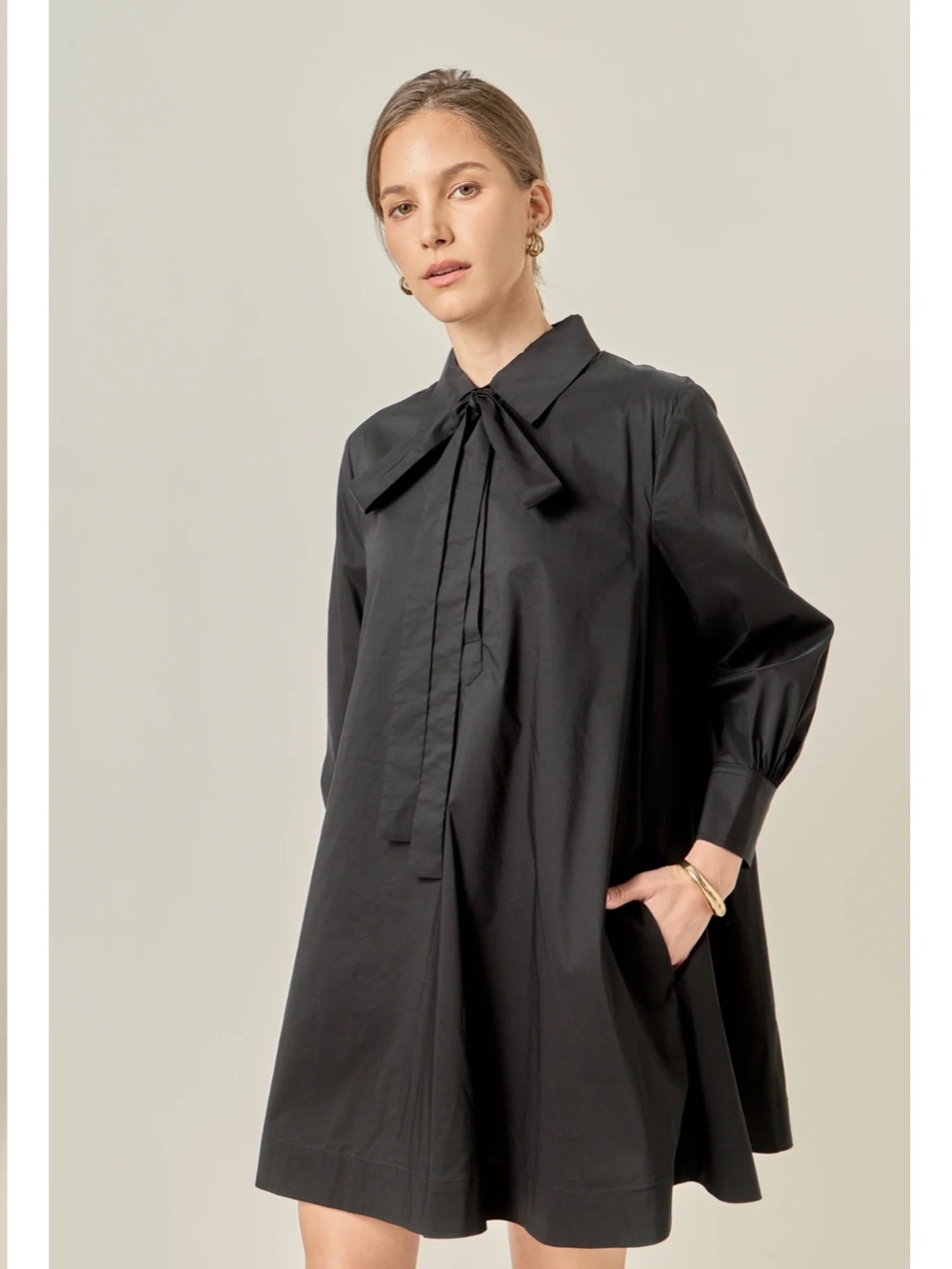 New! English Factory Black Bow-Tie Shirt Dress size M